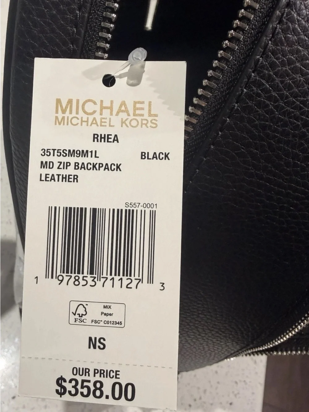 Michael Kors Black Pebbled Leather Backpack with Silver Hardware New